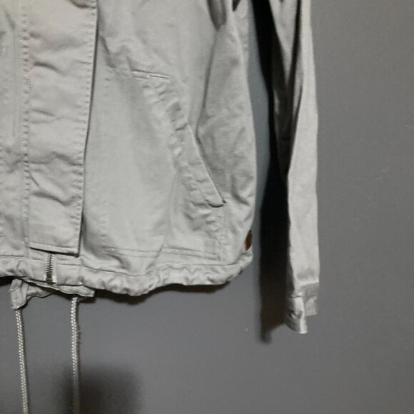 Roxy Women Size L Grey Windbreaker Jacket Surfer Geo Pattern Hood Lightweight - Picture 5 of 13